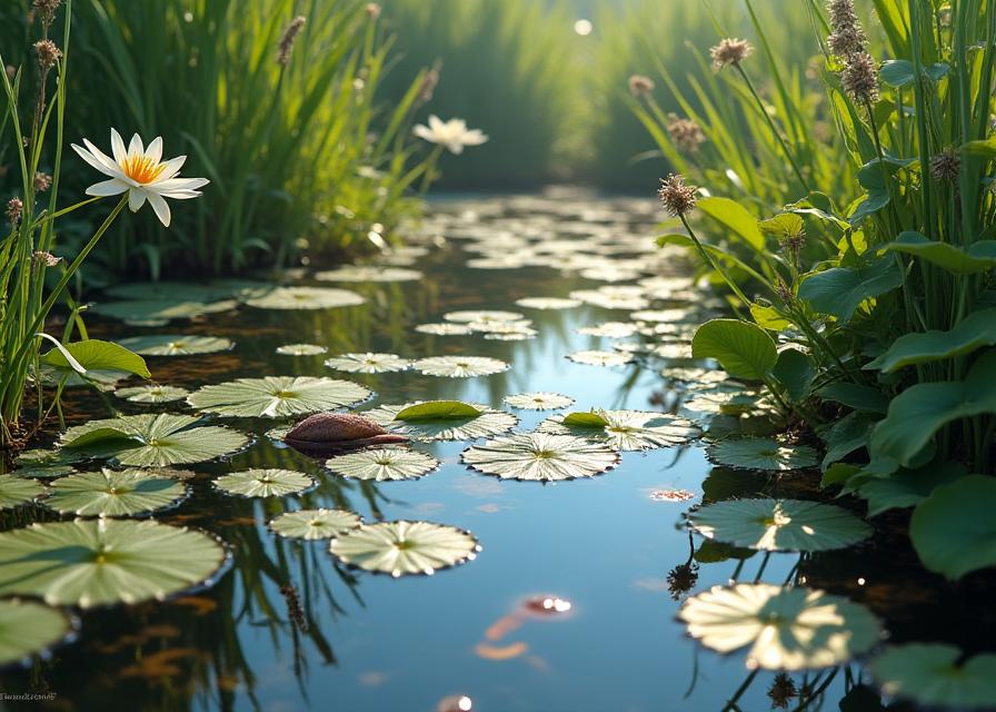 Estanque naturalista con biodiversidad
