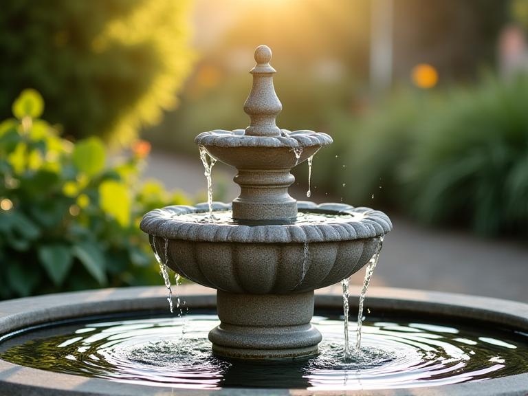 Fuente decorativa jardín tranquilidad